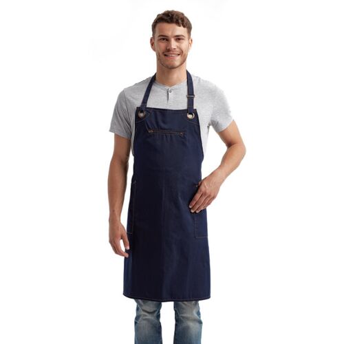 Unisex ‘Barley’ Contrast Stitch Recycled Bib Apron Thumbnail