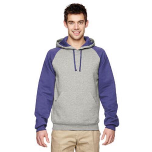 Adult NuBlend® Colorblock Raglan Pullover Hooded Sweatshirt Thumbnail