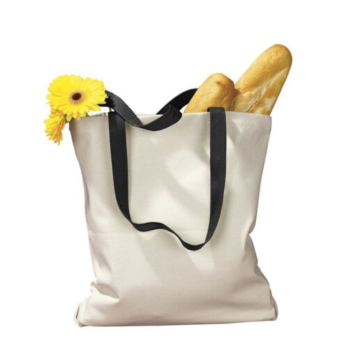 Canvas Tote with Contrasting Handles Thumbnail