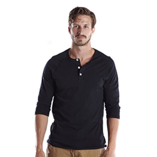 Unisex USA Made Three-Quarter Sleeve Raglan Henley Thumbnail