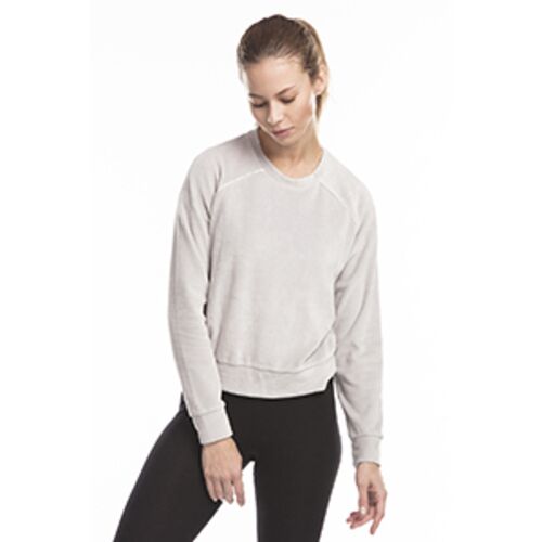 Ladies' USA Made Velour Cropped Long-Sleeve Pullover Top Thumbnail