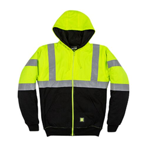 Men's Hi-Vis Class 3 Color Block Full-Zip Hooded Sweatshirt Thumbnail