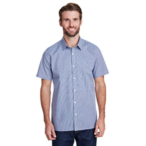 Men's Microcheck Gingham Short-Sleeve Cotton Shirt Thumbnail