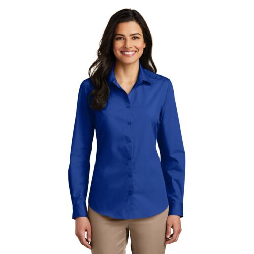 Ladies Long Sleeve Carefree Poplin Shirt Thumbnail