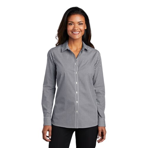 Ladies Broadcloth Gingham Easy Care Shirt Thumbnail
