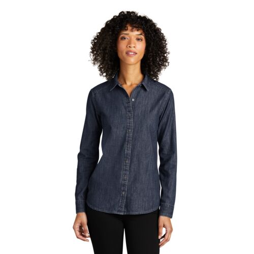 Ladies Long Sleeve Perfect Denim Shirt Thumbnail